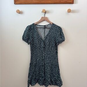 Floral Green Short Sleeve Dress